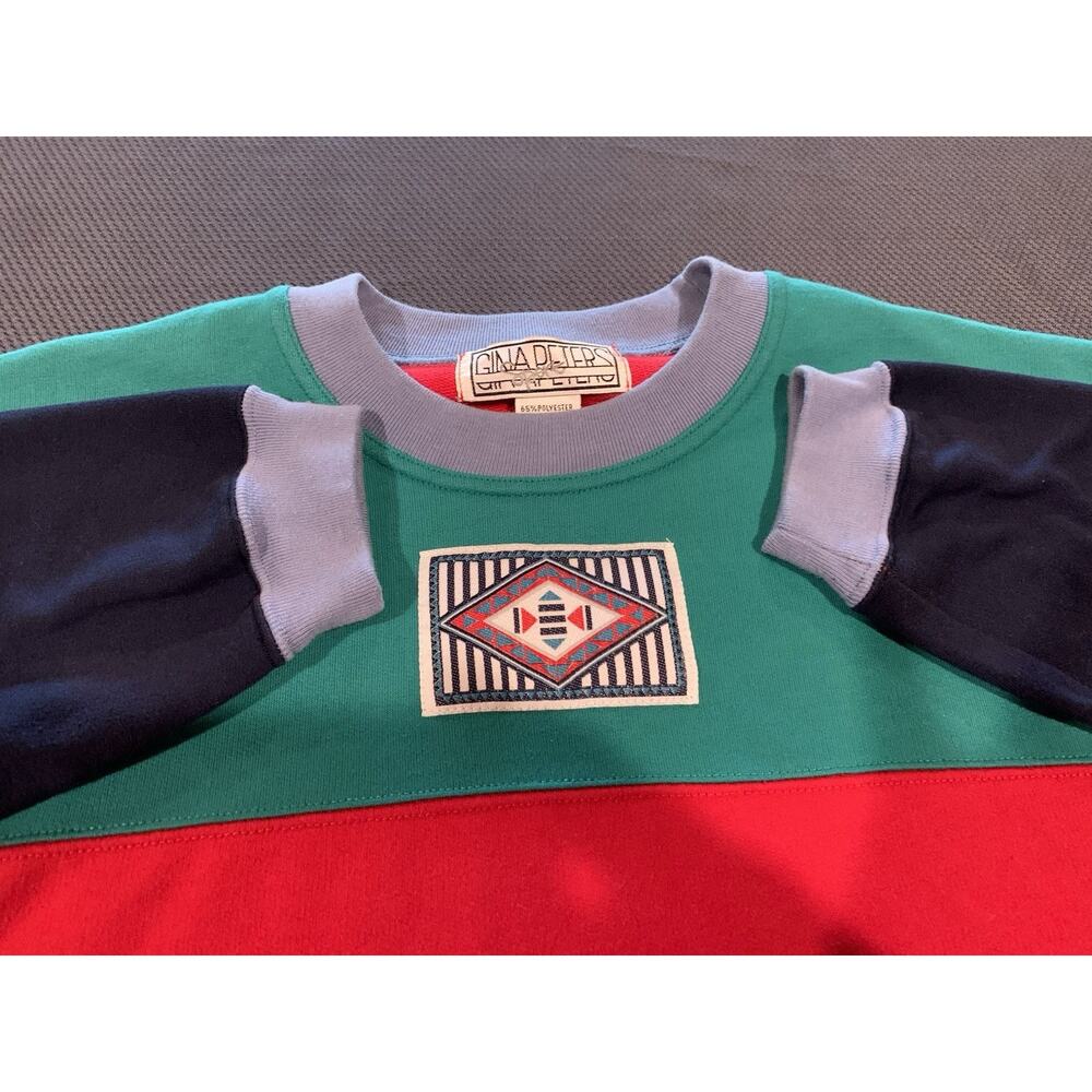 Vintage 90s Gina Peters “Crazy Yacht” Color Block Pullover Womens Oversized M - Picture 6 of 9